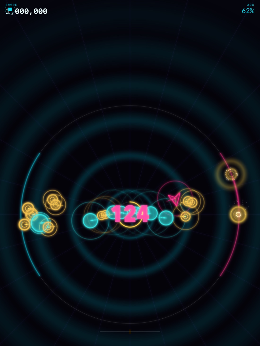 PULSIVA on iPad — portrait gameplay with the full radial ring