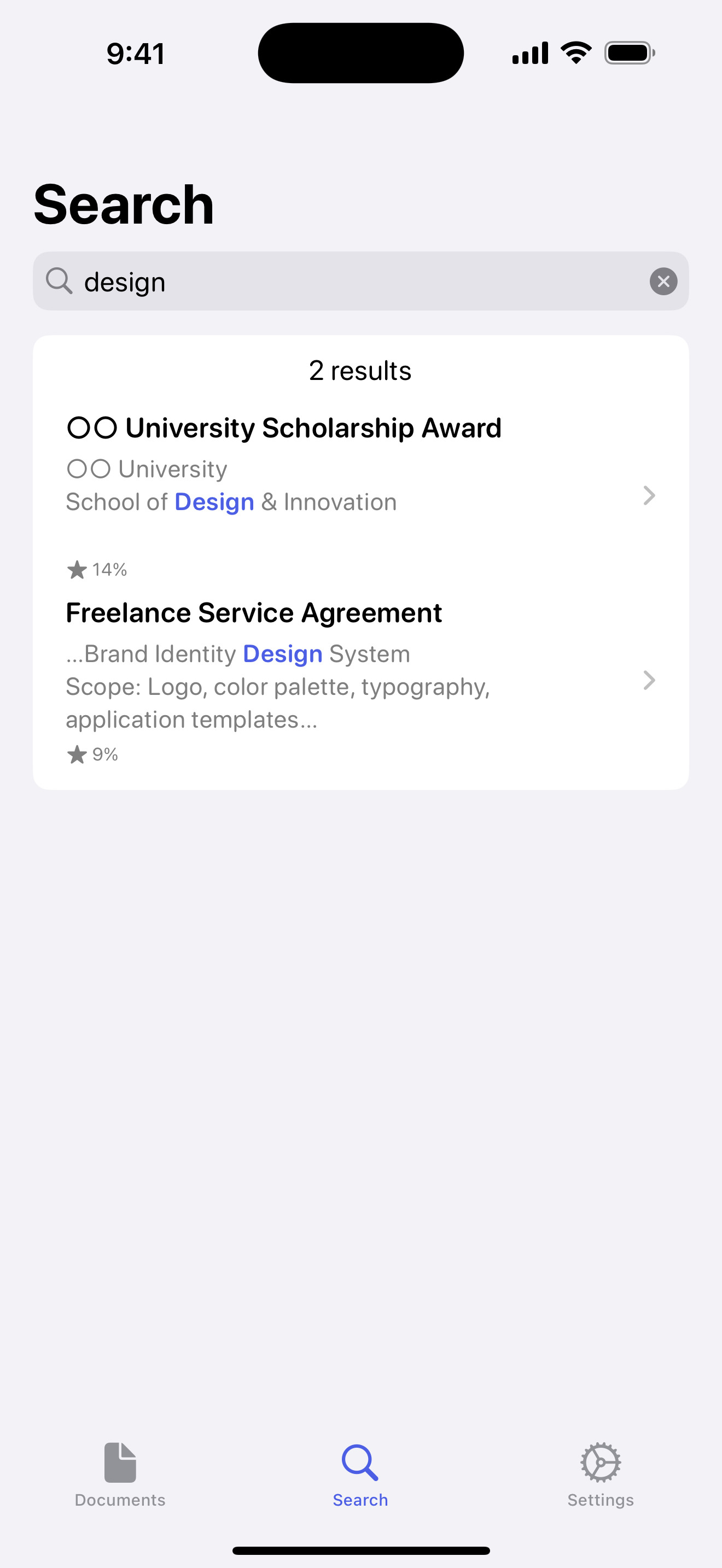 Full-text search results