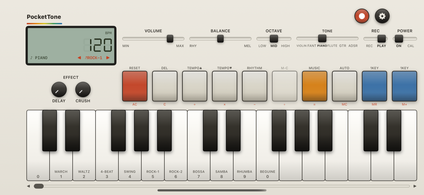 Choosing a rhythm pattern in PocketTone